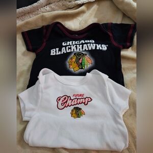 Two NHL Blackhawks Baby Bodysuits